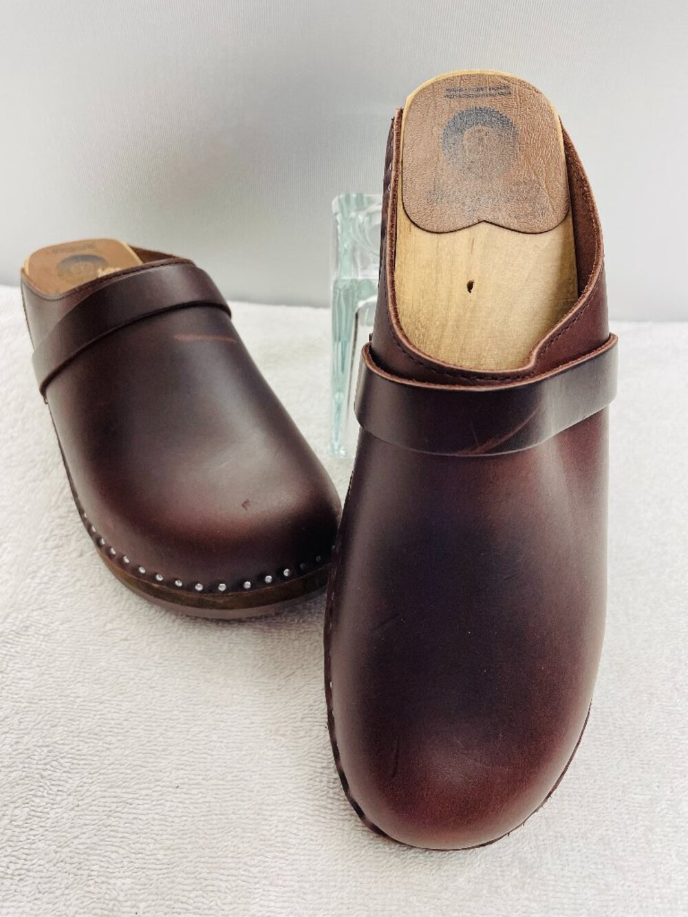 Troentorp Da Vinci Brown Pull Up Leather Swedish Clogs Women's Size 39 US 9 UK 6